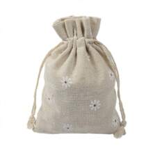 5 piezas Bolsas de regalo con cordón personalizadas y creativas, bolsitas de lino con estampado vintage para joyas, sacos de arpillera de paquete aromático