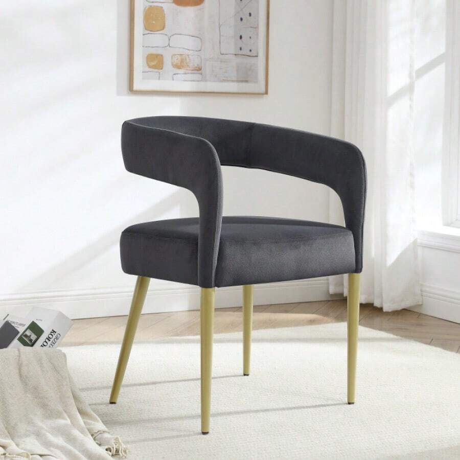 Flannelette Material Single Leisure Chair ,Comfortable Cushioned Single Leisure Chair,Chair Backrest Hoow Wih Armrests,Sutable For Living Rooms,Bedrooms And Dining Rooms:The Chair Is Sized To Fit Into Any Space And Provides The Support And Comfort You Need To Read, Rest Or Work For Short Periods. And It Is Also Very Convenient When Handling And Moving, And Can Adjust Its Position Without Effort To Adapt To Different Use Scenarios - Xám - Xem 1
