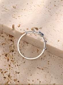 1 chiếc nhẫn bạc Sterling S925 đính đá Cubic Zirconia hình hoa xanh dễ thương, thích hợp cho phụ nữ đeo hàng ngày trong ngày lễ tình nhân - Xem 4