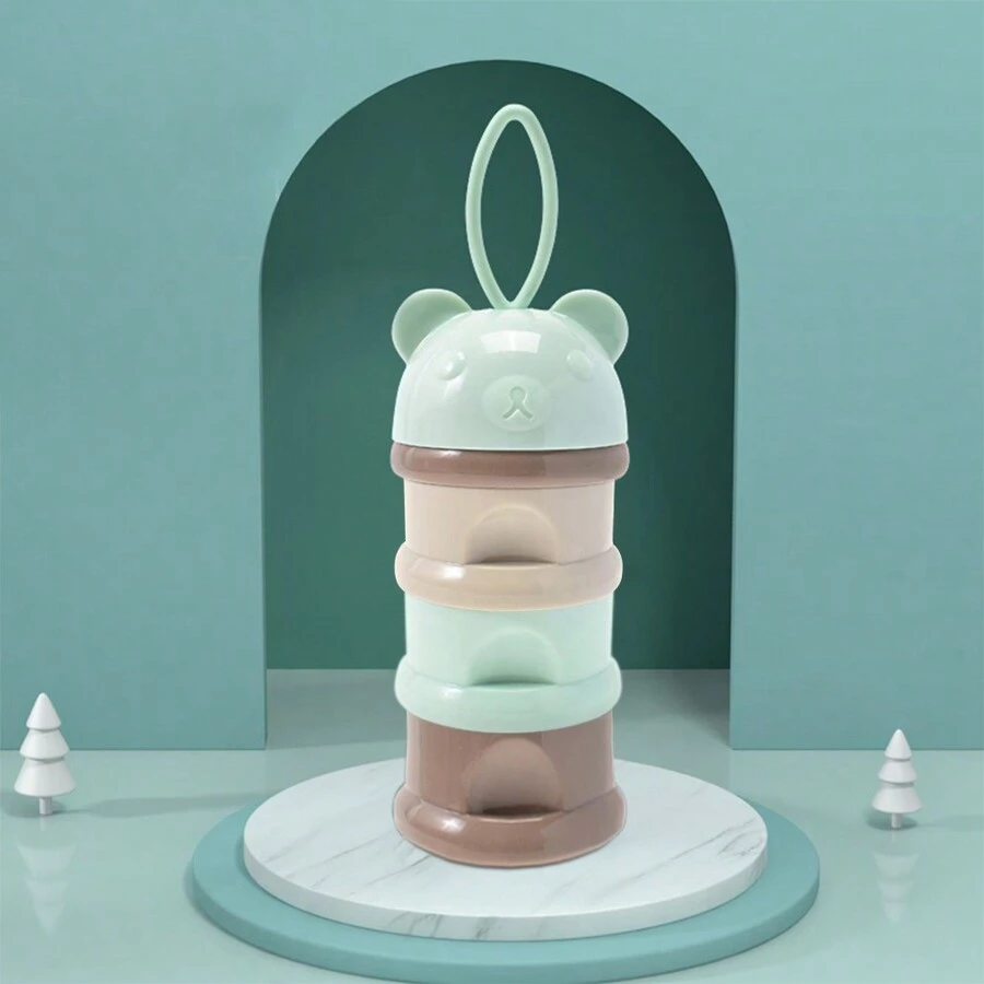 1 pieza Caja portátil para almacenamiento de leche en polvo/alimentos para bebés de 3/4 capas, con compartimientos separados adecuados para leche en polvo y alimentos complementarios - multicolor - Ver 1