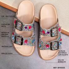 Women's Birkin Sandal With Rhinestones Flat Slide Sandals - Nhiều màu - Xem 4