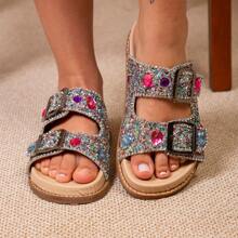 Women's Birkin Sandal With Rhinestones Flat Slide Sandals - Nhiều màu - Xem 3