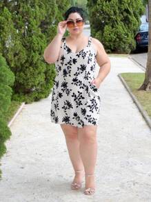 Women's Plus Size Jumpsuit Short Skirt With Printed Lining Summer - 顏色12 - 查看 4