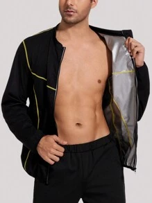 1Set Sauna Suit For Men Sweat Suits Gym Workout Exercise Sauna Jacket Pants Full Body For Men Sporty Workout Fitness