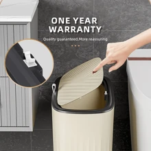 1PC 13L Large Capacity White Yellow Rectangular Press Fit Lid With Crevice Garbage Bin Suitable For Household Bathrooms, Narrow Crevices, Living Rooms, Kitchens Home Bathroom Decor Bathroom Organizer Fall Decor Back To School