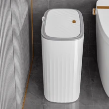 1PC 13L Large Capacity White Yellow Rectangular Press Fit Lid With Crevice Garbage Bin Suitable For Household Bathrooms, Narrow Crevices, Living Rooms, Kitchens Home Bathroom Decor Bathroom Organizer Fall Decor Back To School