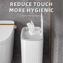 1PC 13L Large Capacity White Yellow Rectangular Press Fit Lid With Crevice Garbage Bin Suitable For Household Bathrooms, Narrow Crevices, Living Rooms, Kitchens Home Bathroom Decor Bathroom Organizer Fall Decor Back To School