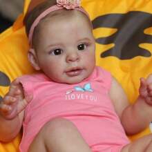 21 Inch 52 CM Reborn Baby Dolls Girl Reborn Toddler Reborn Doll Brown Eyes Realistic Newborn Soft Cloth Body Baby Dolls Toy For Kids Age 3+ - 彩色 - 查看 1