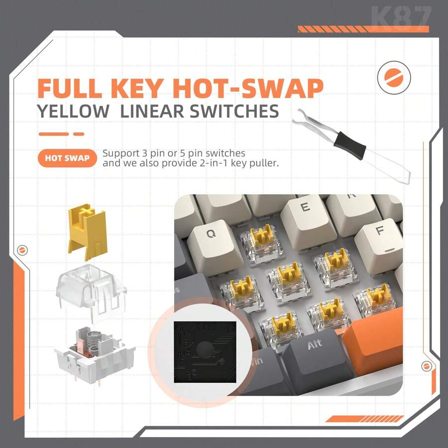 ATTACK SHARK K87 TKL Hot Swappable Wireless Mechanical Gaming Keyboard ...