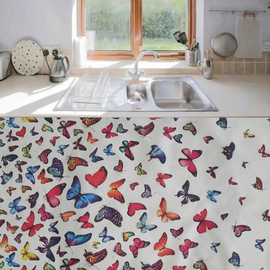 Printed Kitchen Curtain For Counter Sink 1.50m X 0.80cm Without Eyelets - Multicolor - View 1