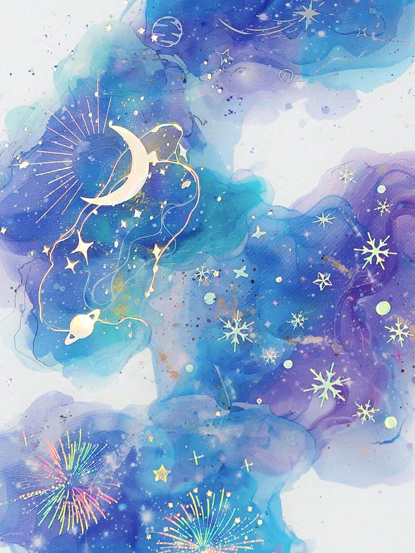 10pcs/Pack 3D Laser Silver PET Stickers, Iridescent & Watercolor Tie