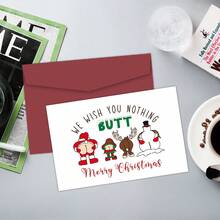 Felicitare de Crăciun amuzantă cu fundul 1 buc - Vă dorim nimic, felicitare de Crăciun Fericit, felicitare de Crăciun Fericit, felicitare de vacanță umoristică pentru prieteni, familie și colegi