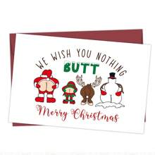 Felicitare de Crăciun amuzantă cu fundul 1 buc - Vă dorim nimic, felicitare de Crăciun Fericit, felicitare de Crăciun Fericit, felicitare de vacanță umoristică pentru prieteni, familie și colegi
