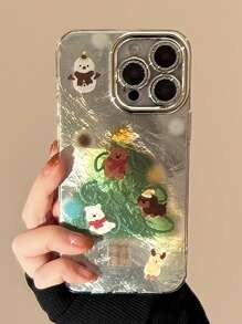 1 件银色雪人圣诞树可爱宠物圣诞装饰硬手机壳带相机胶卷，兼容 Apple iPhone 16/15/14/13/12/11/X/小 7 系列，秋季/冬季假日氛围 - 銀色 - 查看 6