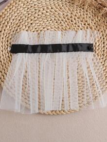 1 对黑色丝带和珍珠细节袖口女士手链，适合搭配服装 - 彩色 - 查看 8