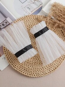 1 对黑色丝带和珍珠细节袖口女士手链，适合搭配服装 - 彩色 - 查看 7