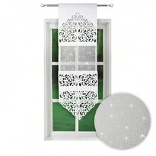 Fashionable Silver Silk Curtains, 1 Piece, 40*140cm And Other Sizes, Hollowed Out Felt Panel Design, Elegant Translucent, Light And Soft, Pocket Design, Suitable For Living Room, Dining Room And Kitchen, Perfect Match With Modern Style And Glamorous Style Home Decoration