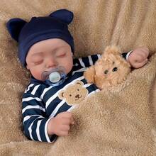 50cm 20 Inch Rebirth Doll. Head And Limbs Are Made Of Vinyl. The Doll's Limbs Can Move, And She Can Sit Or Lie Down. The Doll Has Closed Eyes. Realistic Curly Eyelashes. Cute Reborn Doll. - 彩色 - 查看 4