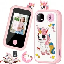 Juguete teléfono inteligente para niños, juguete teléfono para niños con pantalla táctil HD y cámara dual tipo unicornio, cámara de vídeo digital HD con funda protectora de silicona, juguetes de aprendizaje, regalos de Navidad y cumpleaños para niñas de 6 a 12 años