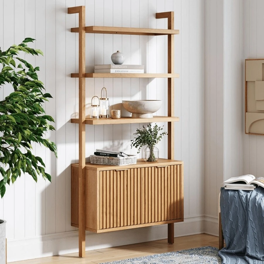 3Shelf Solid Wood Bookshelf, Wall Mounted Bookshelf With With