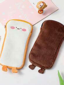 卡通吐司毛绒铅笔盒，可爱柔软大容量女生文具袋，学生铅笔袋 - 彩色 - 查看 5