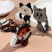 1pc Fashionable Acrylic Patchwork Cute Cat Wearing Hat & Glasses Animal Brooch, Suitable For Women Daily Wear And Gift - Colorful - View 8