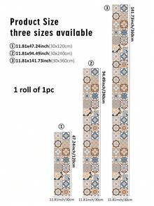 1 Cuộn Giấy Dán Tường Trang Trí Phong Cách Bohemian Cổ Điển, Chống Thấm Nước, Chống Dầu, Dễ Vệ Sinh, Chịu Nhiệt, Có Thể Tháo Rời Và Tái Sử Dụng, Thích Hợp Cho Cải Tạo Phòng Khách, Phòng Ngủ, Nhà Bếp Và Phòng Tắm, 3 Kích Thước Tùy Chọn: 11,81*47,24 Inch - Nhiều màu - Xem 5