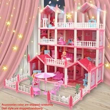 梦幻粉色娃娃屋，拥有 11 个房间，DIY 建筑和玩具家具，生日、节日和圣诞节的完美礼物（随机颜色配件） - 粉色 - 查看 17