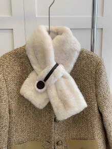 1pc Women's Premium Plush Fluffy Neck Warmer Scarf, Criss Cross Design, Warm For Winter