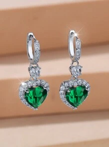 A Beautiful Silver Ocean Heart Shape With Rhinestone Unique Earrings For Ladies' Dating And Wedding Decoration Gift Valentines - Red - View 8
