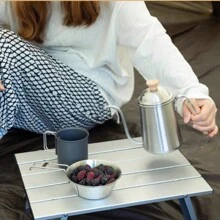 迷你露营桌超轻便携式铝合金户外桌子可卷起折叠桌适合背包旅行野餐烧烤