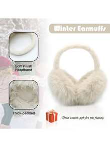 女士冬季耳套 蓬松毛绒耳套 可折叠 聚酯纤维 (涤纶) 女童冬季耳套 (耳部颜色随机分配) 冬季配饰