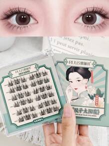 36簇，长度9-13毫米，厚度0.07毫米，分段式自然逼真自粘式单根睫毛，卡通风格东方写实角色扮演睫毛系列！睫毛簇，睫毛簇，单根睫毛，睫毛，假睫毛