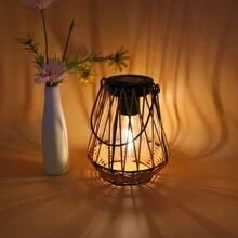 1pc Handwoven Rattan Lantern, Vintage Classic Outdoor Rattan Crafted Lantern With Solar Powered Warm White Light, Suitable For Garden, Patio, Lawn, Villa, Camping, Decorative Table/Hanging Lamp