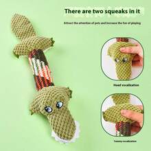 1 件宠物发声毛绒玩具狗咀嚼绳结玩具磨牙清洁互动狗玩具用品缓解无聊 - 彩色 - 查看 2