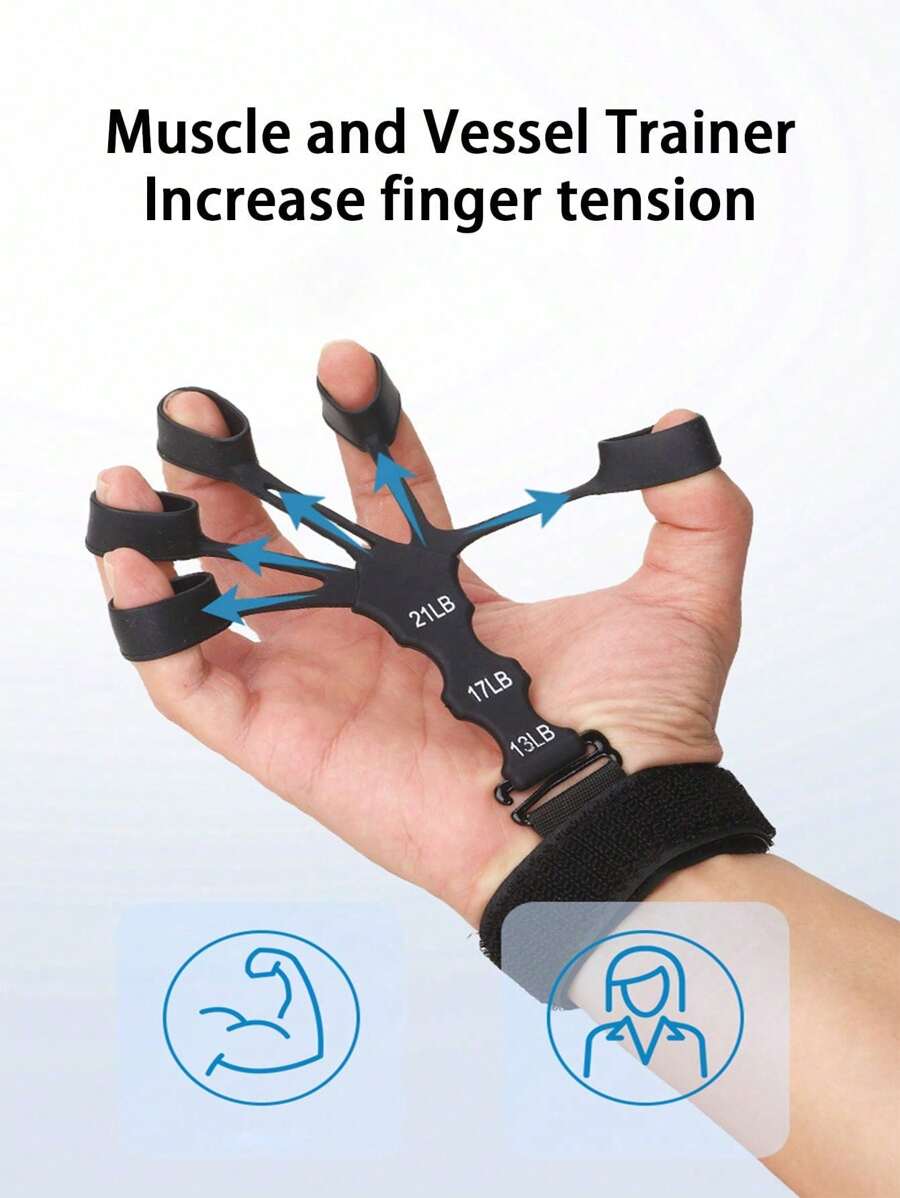 1 件硅胶 5 指手部锻炼器腕力器、篮球投篮矫正工具、手握力强化训练器 - 彩色 - 查看 1