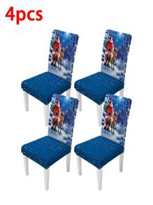1/2/4/6/100 piezas Fundas para sillas de comedor navideñas, fundas elásticas, extraíbles y lavables para el hogar, hotel, fiesta - Multicolor - Ver 17