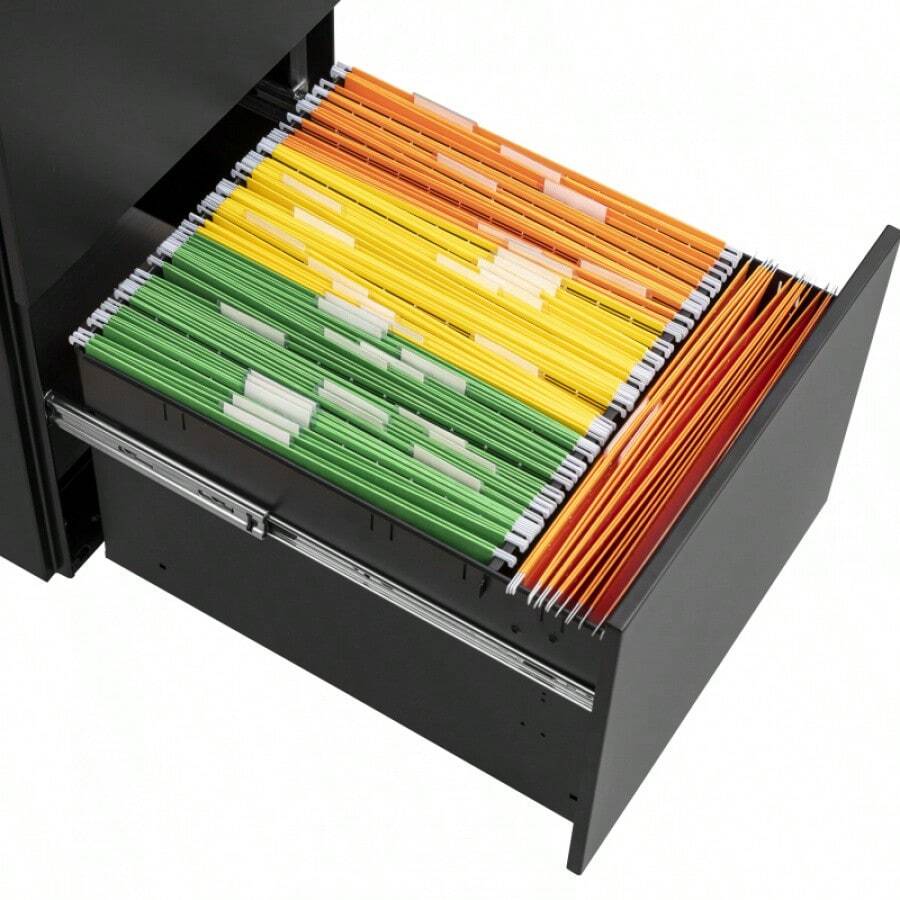 3 Drawer File With Lock, Steel Mobile Filing On Anti