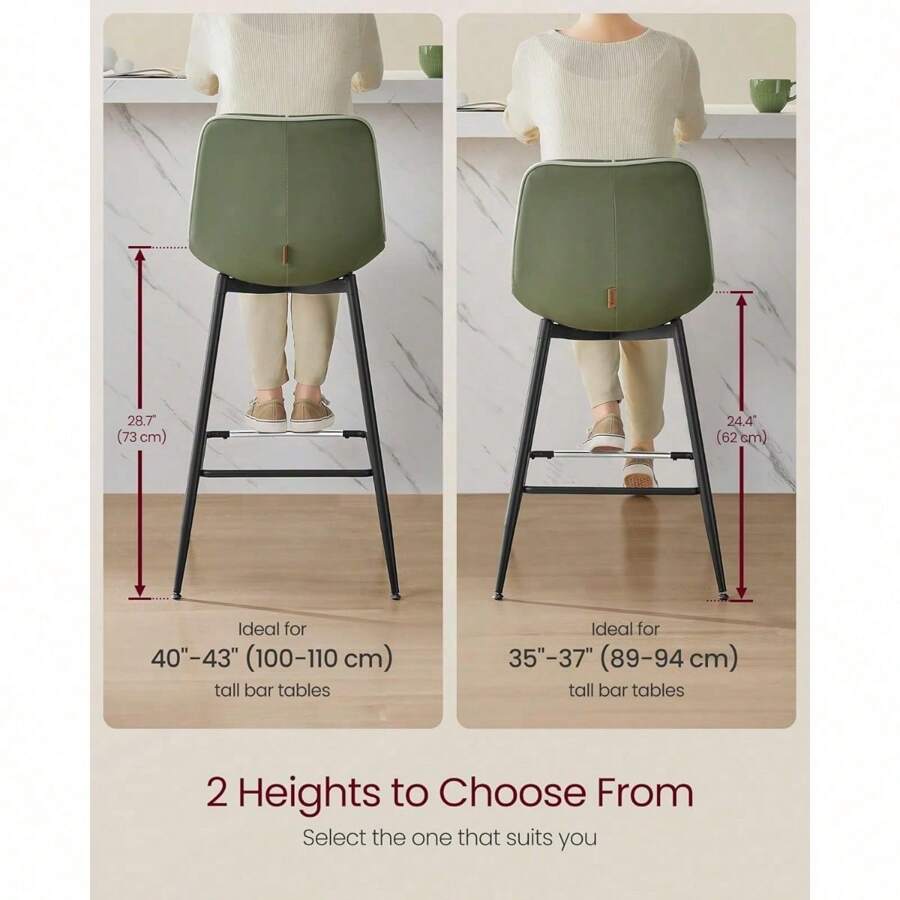Bar Stools Set Of 2, Bar Height Bar Stools With Back, Ergonomic