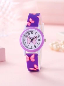 Fashionable New Shell Cartoon Print Butterfly Design Kids/Teens Learning Watch - one-size - View 17