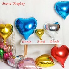 5/10/18 英寸银色和蓝色心形铝箔气球，婚礼装饰浪漫漂浮气球自封，完整婚礼用品最佳礼物 - K1-S2+S4 - 查看 9