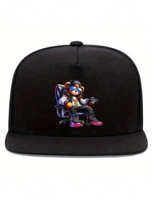 1 件时尚男女通用图案游戏玩家熊印花 Snapback 嘻哈帽，可调节街头运动棒球帽 - 彩色 - 查看 7