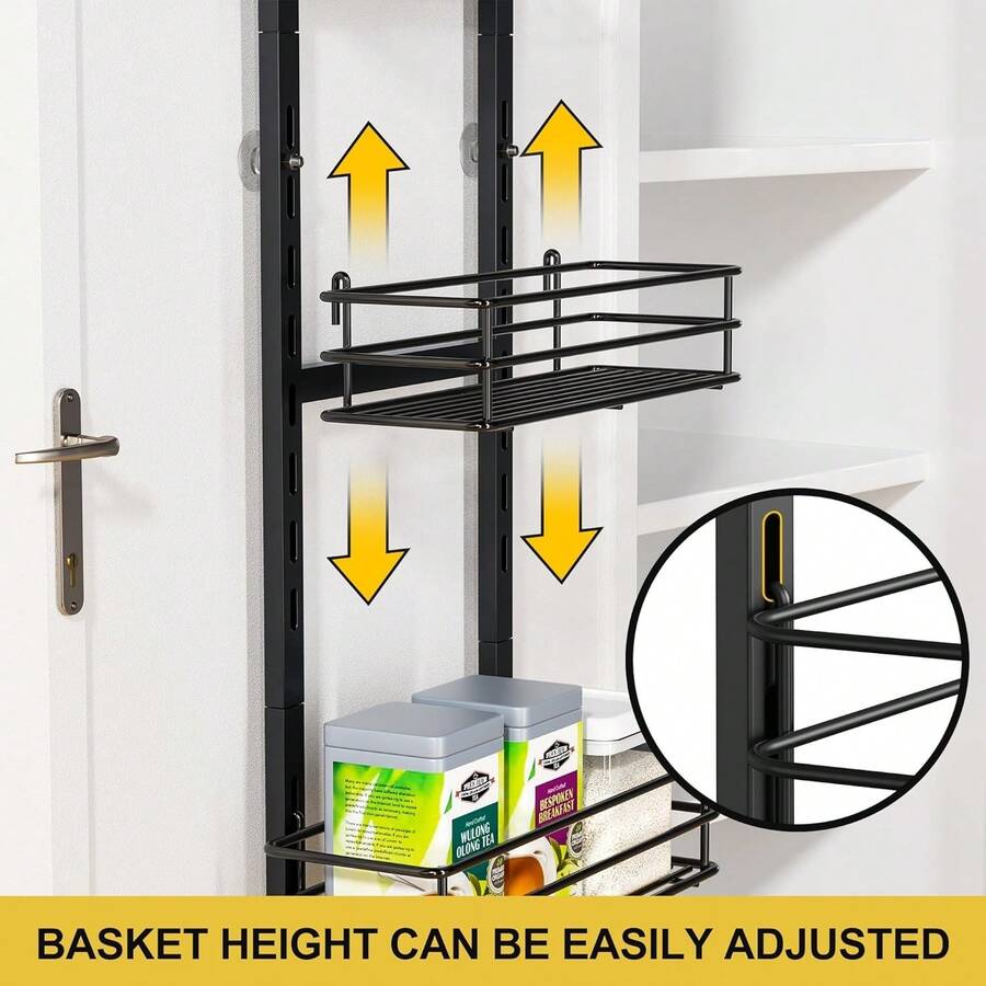 Pantry Door Organizer 12 Inch Wide, 5 Tier Hanging Adjustable Over The