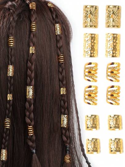 40pcs/Set Mixed Element Woven Hair Scrunchies, Suitable For Holidays Party, Hip Hop, Punk, Street Style Hair Accessories