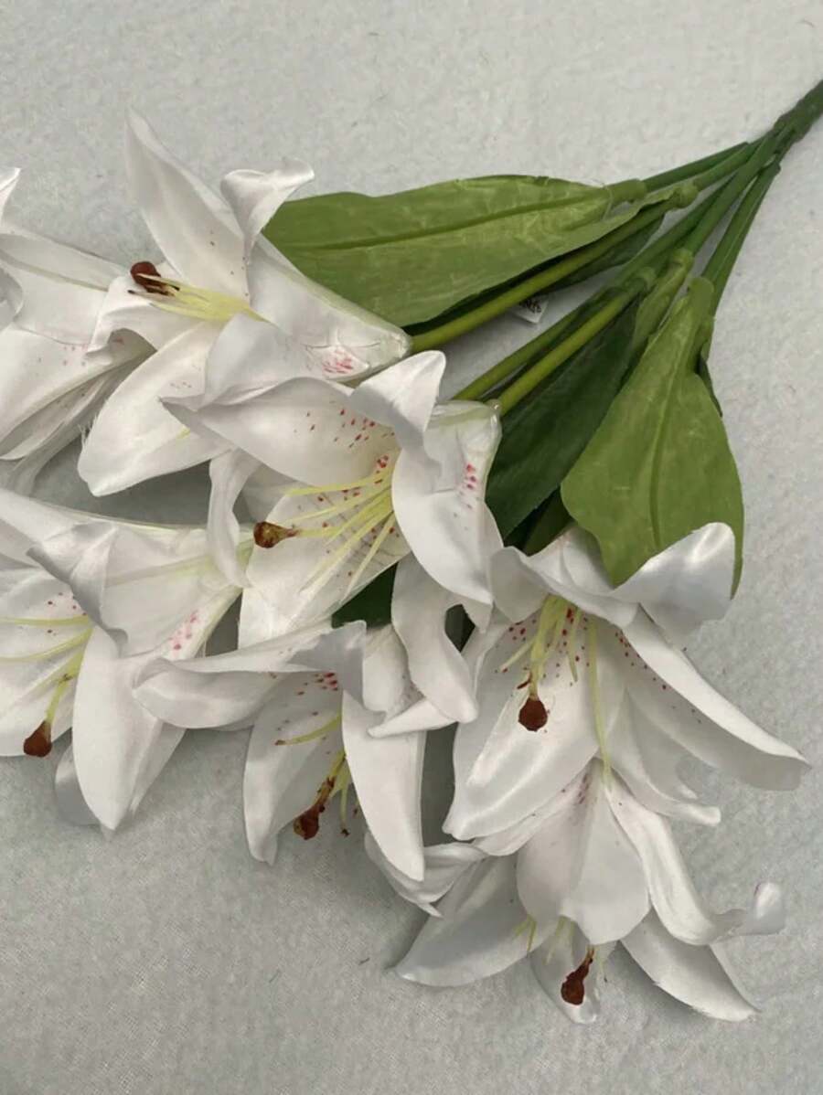 Artificial Lily Decorative Flowers, Wedding Arch Flower Arrangement, Silk Flower - 白色 - 查看 1