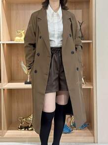 Lässige Jacke mit Wendeüberkragen und Doppelreihe, einfarbig, für den Herbst