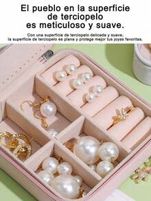 1/2/3 pieza Caja portátil para joyería: Caja de almacenamiento de pendientes, aretes, anillos, uñas decoradas y otros accesorios antioxidante con espejo. Caja elegante y de alta calidad para joyas como collares, anillos, pendientes y aretes. - Rosa - Ver 10