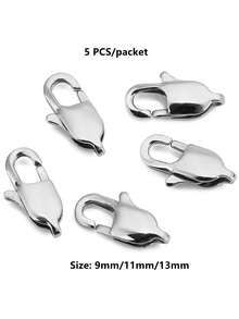 5 件/包不锈钢抛光方形钩扣、龙虾爪扣配件，适用于 DIY 吊坠、手链、项链首饰制作 - 5個/包不銹鋼龍蝦扣 - 查看 4