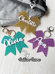 1 Pc Backpack Name Tag Acrylic Keychain Personalized Acrylic Name Tag Diaper Bag Tag, Lunch Box Tag, Kids Tag, Custom Accessory Gift - Golden - View 1