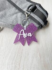 1 Pc Backpack Name Tag Acrylic Keychain Personalized Acrylic Name Tag Diaper Bag Tag, Lunch Box Tag, Kids Tag, Custom Accessory Gift - Golden - View 4